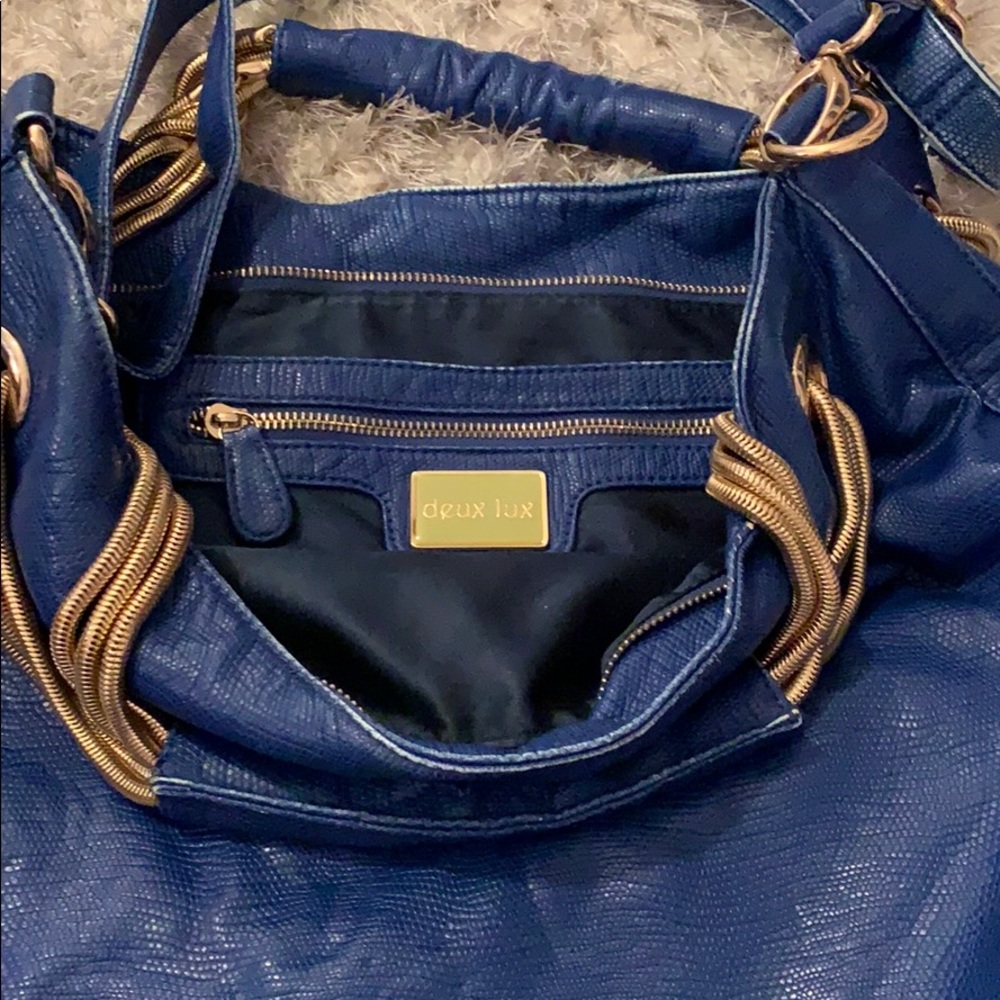 Deux lux royal blue chain handle purse